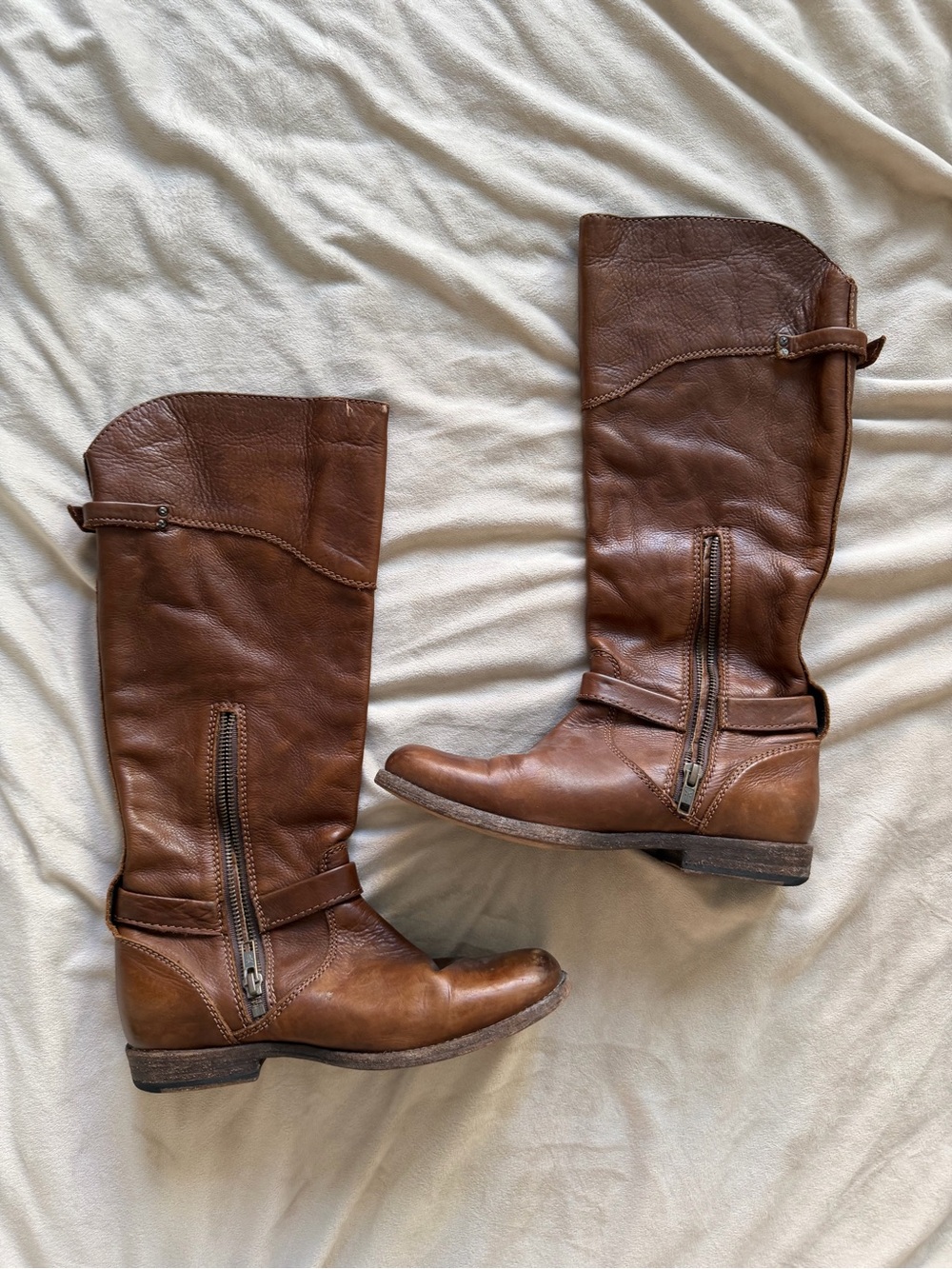 FRYE AND CO. Brown Leather Knee Boots with Side Zipper